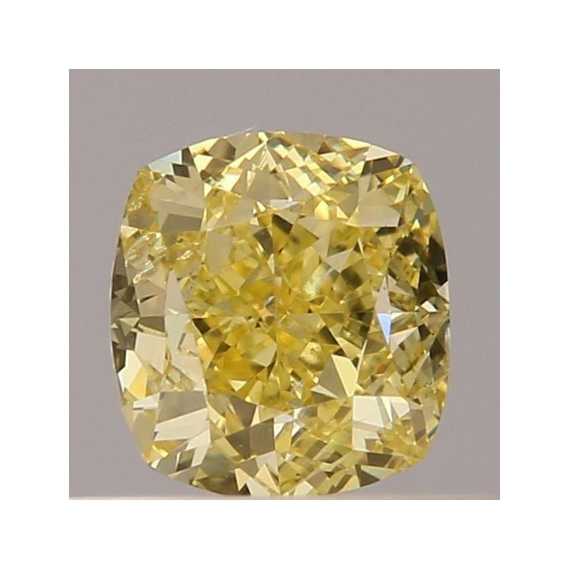 Diament o barwie fantazyjnej szlif poduszkowy modyfikowany, 0.51ct, SI2, Fancy Intense Yellow, GIA 6214653998