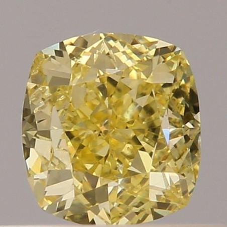 Diament o barwie fantazyjnej szlif poduszkowy modyfikowany, 0.51ct, SI2, Fancy Intense Yellow, GIA 6214653998