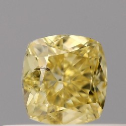 Diament o barwie fantazyjnej szlif poduszkowy modyfikowany, 0.34ct, SI2, Fancy Intense Yellow, GIA 6381877984
