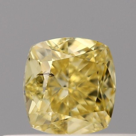 Diament o barwie fantazyjnej szlif poduszkowy modyfikowany, 0.34ct, SI2, Fancy Intense Yellow, GIA 6381877984