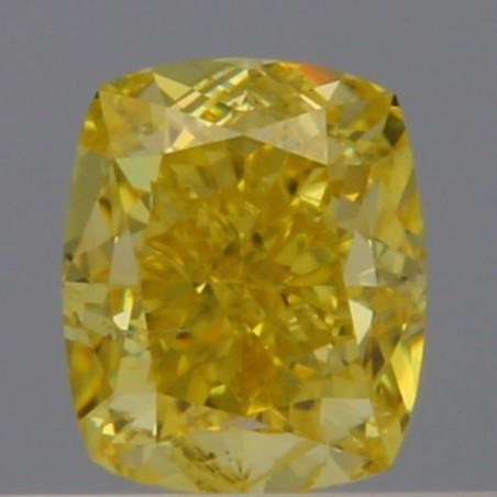 Diament o barwie fantazyjnej szlif poduszkowy modyfikowany, 0.5ct, SI1, Fancy Intense Yellow, GIA 7383877620