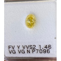 Diament o barwie fantazyjnej szlif owalny, 1.46ct, VVS2, Fancy Vivid Yellow, GIA 6237065049