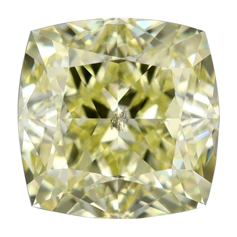 Diament o barwie fantazyjnej szlif poduszkowy modyfikowany, 1ct, SI2, Fancy Yellow, GIA 7456727518
