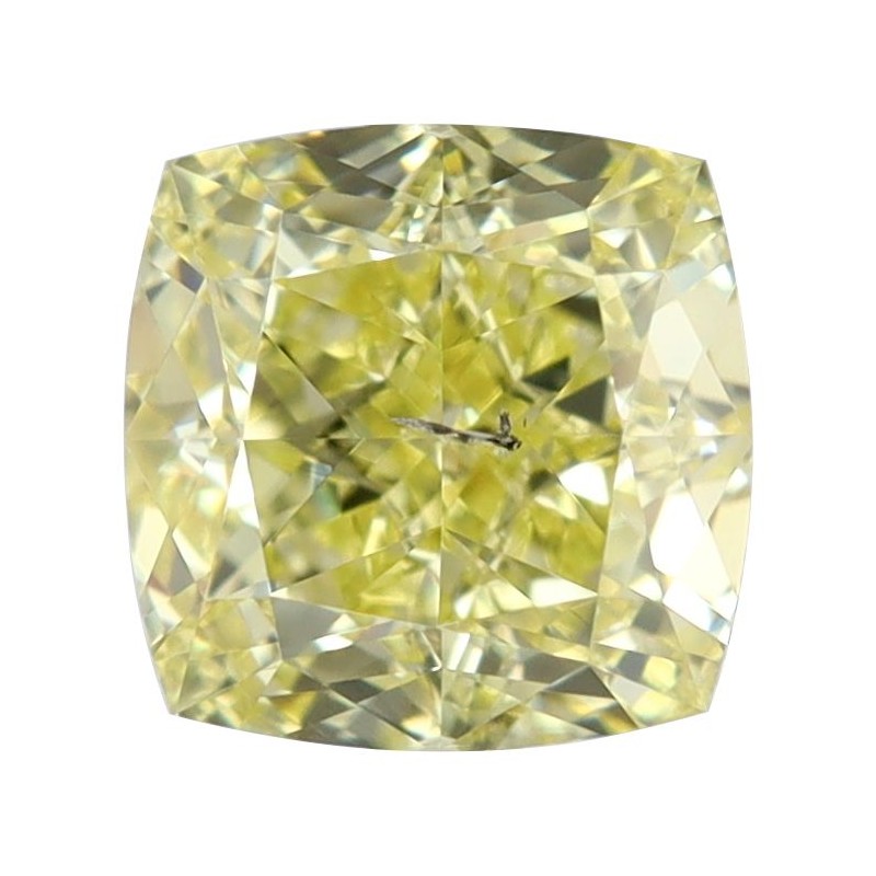 Diament o barwie fantazyjnej szlif poduszkowy modyfikowany, 1.03ct, SI2, Fancy Yellow, GIA 6452770817