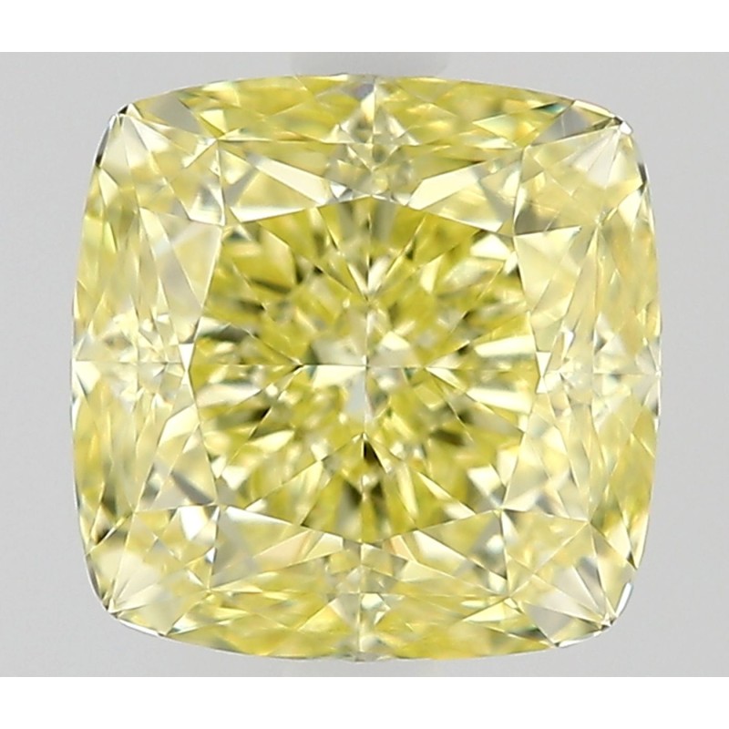 Diament o barwie fantazyjnej szlif poduszkowy modyfikowany, 1ct, VVS1, Fancy Intense Yellow, GIA 2507831987