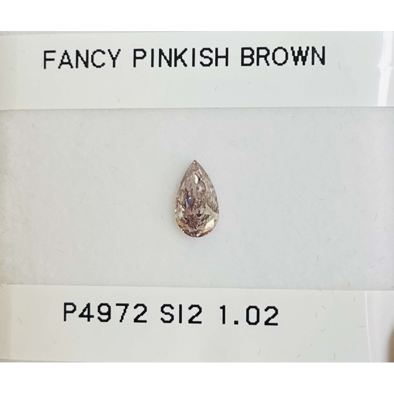 Diament o barwie fantazyjnej szlif gruszkowy, 1.02ct, SI2, Fancy Pinkish Brown, GIA 6224165485