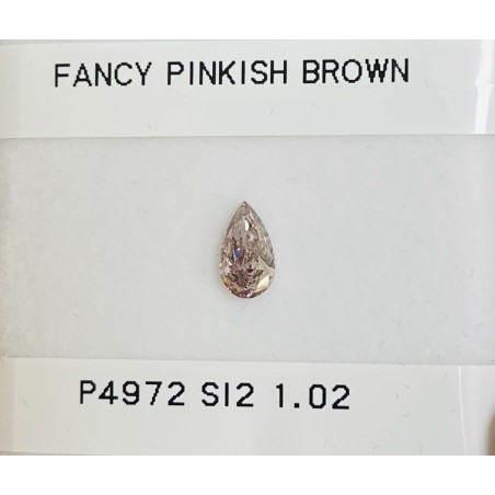 Diament o barwie fantazyjnej szlif gruszkowy, 1.02ct, SI2, Fancy Pinkish Brown, GIA 6224165485