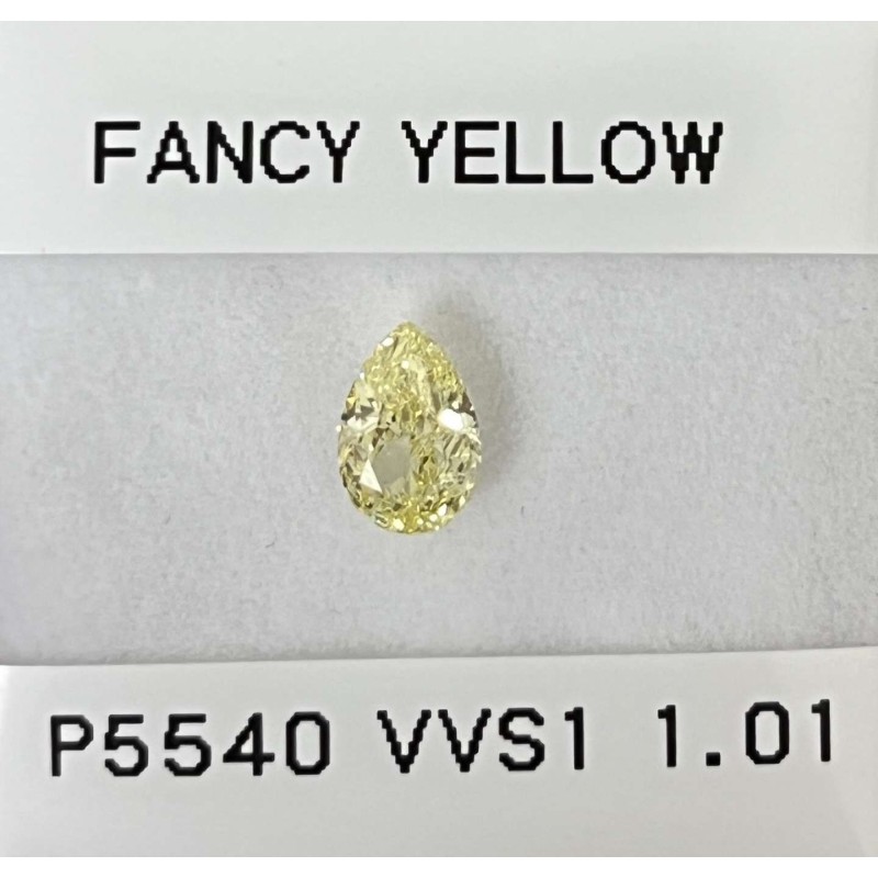 Diament o barwie fantazyjnej szlif gruszkowy, 1.01ct, VVS1, Fancy  Yellow, GIA 5221891633