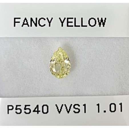 Diament o barwie fantazyjnej szlif gruszkowy, 1.01ct, VVS1, Fancy  Yellow, GIA 5221891633