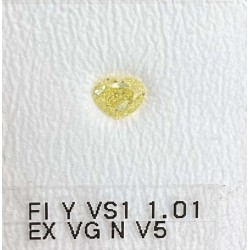 Diament o barwie fantazyjnej serce, 1.01ct, VS1, Fancy Intense Yellow, GIA 2223822079