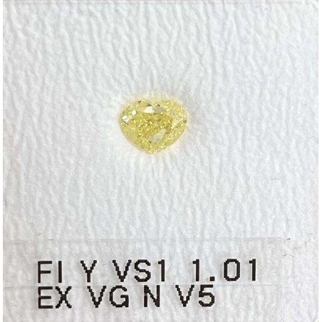 Diament o barwie fantazyjnej serce, 1.01ct, VS1, Fancy Intense Yellow, GIA 2223822079
