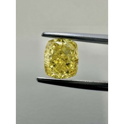 Diament o barwie fantazyjnej szlif poduszkowy brylantowy, 1.01ct, SI1, Fancy Vivid  Yellow, GIA 2215918965