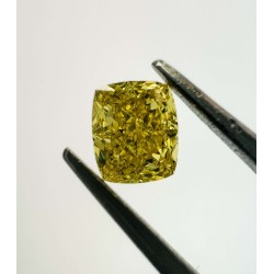 Diament o barwie fantazyjnej szlif poduszkowy brylantowy, 0.6ct, VS2, Fancy Vivid Yellow, GIA 2225100671