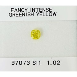 Diament o barwie fantazyjnej szlif poduszkowy brylantowy, 1.02ct, SI1, Fancy Intense Greenish Yellow, GIA 5436445939