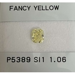 Diament o barwie fantazyjnej radiant, 1.06ct, SI1, Fancy Yellow, GIA 1182641573