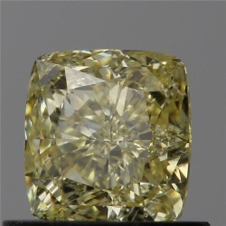 Diament o barwie fantazyjnej szlif poduszkowy modyfikowany, 0.76ct, VS1, Fancy Yellow, GIA 6442654665