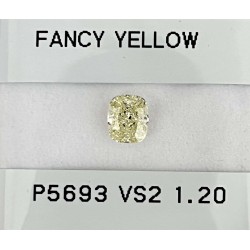 Diament o barwie fantazyjnej szlif poduszkowy modyfikowany, 1.2ct, VS2, Fancy Yellow, GIA 2225883808