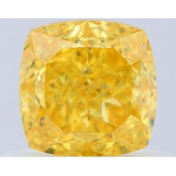 Diament o barwie fantazyjnej szlif poduszkowy brylantowy, 0.75ct, VS2, Fancy Vivid Yellow, GIA 2496589150