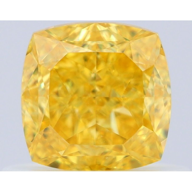 Diament o barwie fantazyjnej szlif poduszkowy brylantowy, 0.75ct, VS2, Fancy Vivid Yellow, GIA 2496589150