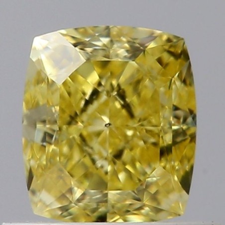 Diament o barwie fantazyjnej szlif poduszkowy brylantowy, 0.62ct, SI1, Fancy Intense Yellow, GIA 5466409244