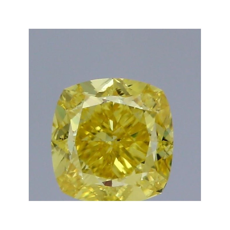 Diament o barwie fantazyjnej szlif poduszkowy modyfikowany, 1ct, VS2, Fancy Vivid Yellow, GIA 6502582890