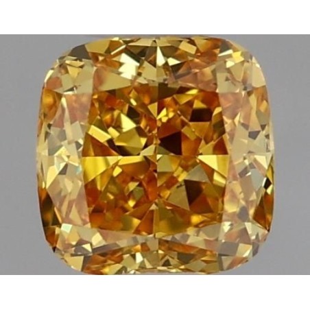 Diament o barwie fantazyjnej szlif poduszkowy brylantowy, 0.32ct, VS2, Fancy Vivid Yellow Orange, GIA 2204922618