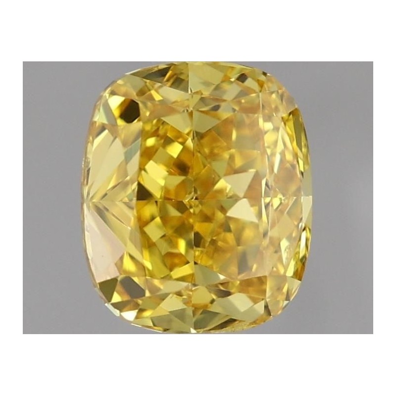 Diament o barwie fantazyjnej szlif poduszkowy brylantowy, 0.71ct, SI1, Fancy Vivid Orangey Yellow, GIA 6345058796