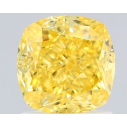 Diament o barwie fantazyjnej szlif poduszkowy modyfikowany, 1.71ct, VS2, Fancy Vivid Yellow, GIA 2235088594