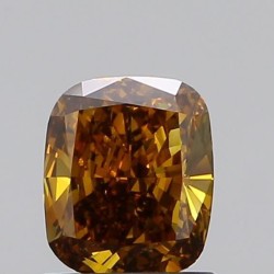 Diament o barwie fantazyjnej szlif poduszkowy brylantowy, 1ct, VS2, Fancy Deep Yellow Brown, GIA 6212468870
