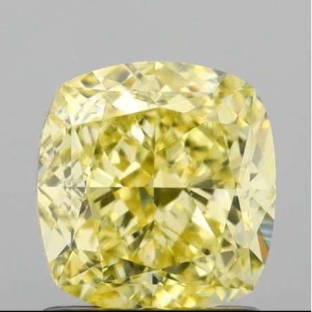 Diament o barwie fantazyjnej szlif poduszkowy modyfikowany, 1.55ct, VS2, Fancy Yellow, GIA 7478884401