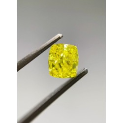 Diament o barwie fantazyjnej szlif poduszkowy brylantowy, 0.5ct, SI1, Fancy Vivid Yellow, GIA 2497209415