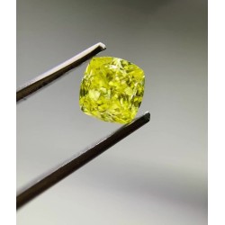 Diament o barwie fantazyjnej szlif poduszkowy modyfikowany, 0.69ct, SI1, Fancy Intense Yellow, GIA 2506041261