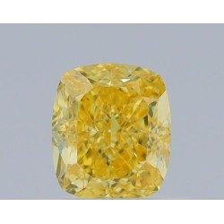 Diament o barwie fantazyjnej szlif poduszkowy brylantowy, 0.72ct, VS2, Fancy Vivid Yellow, GIA 1475485717