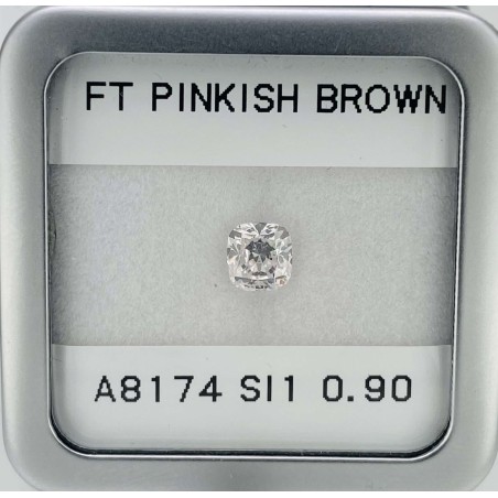 Diament o barwie fantazyjnej szlif poduszkowy brylantowy, 0.9ct, SI1, Faint Pinkish Brown, GIA 3335200100