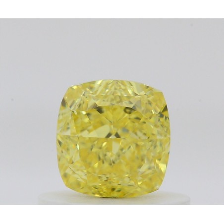 Diament o barwie fantazyjnej szlif poduszkowy brylantowy, 0.63ct, VVS1, Fancy Vivid Yellow, GIA 1473201956