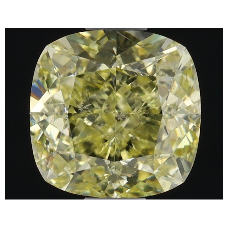 Diament o barwie fantazyjnej szlif poduszkowy modyfikowany, 1ct, SI2, Fancy Light Yellow, GIA 2235423645