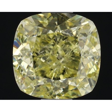 Diament o barwie fantazyjnej szlif poduszkowy modyfikowany, 1ct, SI2, Fancy Light Yellow, GIA 2235423645