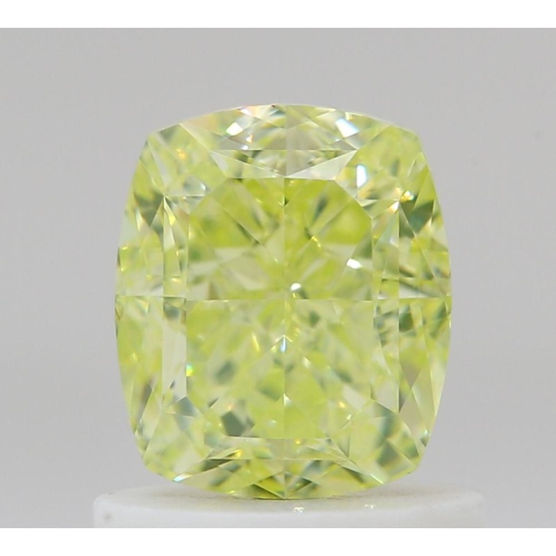 Diament o barwie fantazyjnej szlif poduszkowy brylantowy, 1.03ct, VS1, Fancy Intense Green Yellow, GIA 2497280386