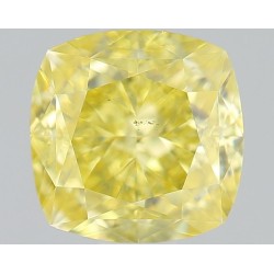 Diament o barwie fantazyjnej szlif poduszkowy modyfikowany, 0.91ct, VS2, Fancy Intense Yellow, GIA 6234124011