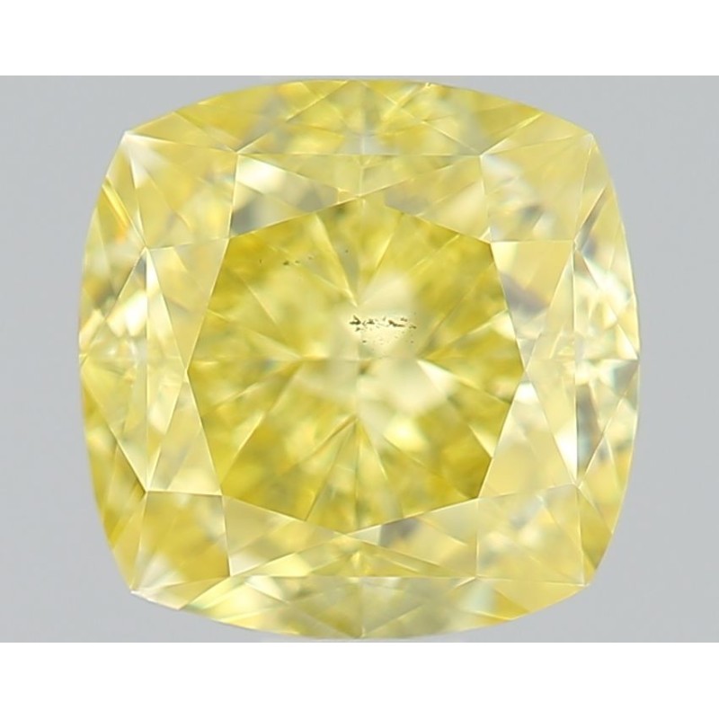 Diament o barwie fantazyjnej szlif poduszkowy modyfikowany, 0.91ct, VS2, Fancy Intense Yellow, GIA 6234124011