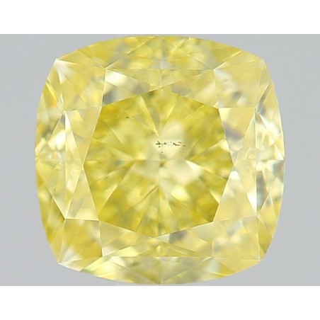 Diament o barwie fantazyjnej szlif poduszkowy modyfikowany, 0.91ct, VS2, Fancy Intense Yellow, GIA 6234124011