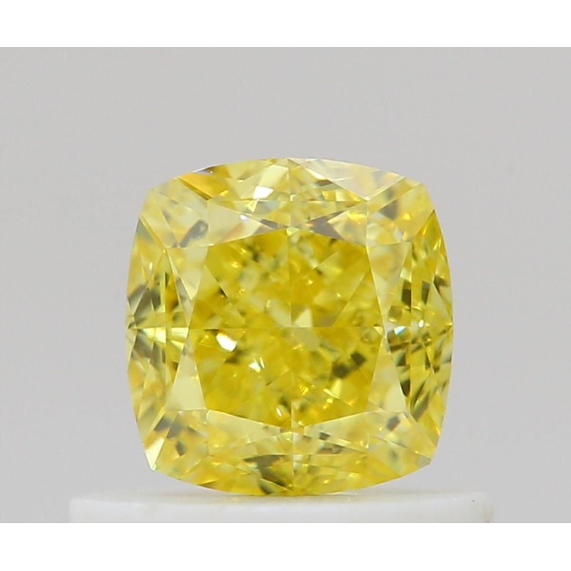 Diament o barwie fantazyjnej szlif poduszkowy brylantowy, 0.66ct, VS2, Fancy Vivid Yellow, GIA 6492092743