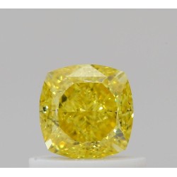 Diament o barwie fantazyjnej szlif poduszkowy brylantowy, 0.75ct, VVS2, Fancy Vivid Yellow, GIA 6492987929