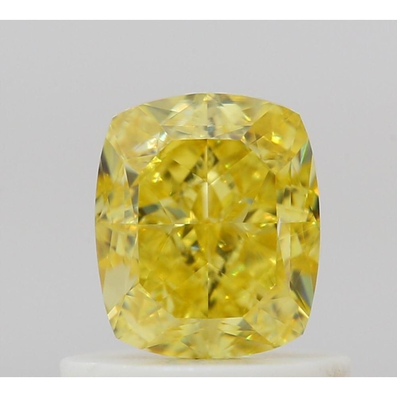 Diament o barwie fantazyjnej szlif poduszkowy brylantowy, 0.8ct, VVS1, Fancy Vivid Yellow, GIA 6522300045