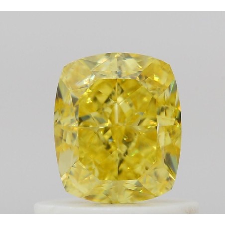 Diament o barwie fantazyjnej szlif poduszkowy brylantowy, 0.8ct, VVS1, Fancy Vivid Yellow, GIA 6522300045
