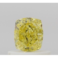 Diament o barwie fantazyjnej szlif poduszkowy brylantowy, 0.5ct, VS2, Fancy Intense Yellow, GIA 6522299744