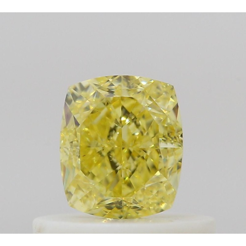 Diament o barwie fantazyjnej szlif poduszkowy brylantowy, 0.5ct, VS2, Fancy Intense Yellow, GIA 6522299744
