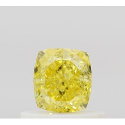 Diament o barwie fantazyjnej szlif poduszkowy brylantowy, 0.5ct, VVS2, Fancy Vivid Yellow, GIA 6512905513