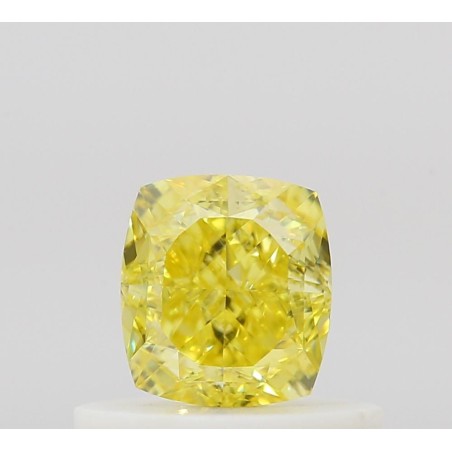 Diament o barwie fantazyjnej szlif poduszkowy brylantowy, 0.5ct, VVS2, Fancy Vivid Yellow, GIA 6512905513