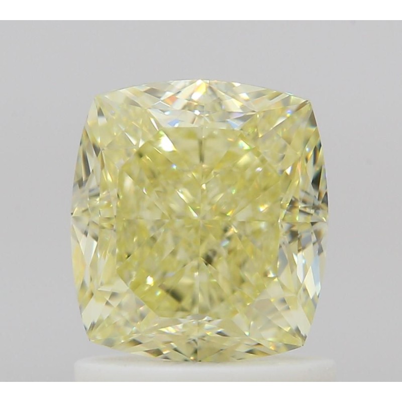 Diament o barwie fantazyjnej szlif poduszkowy brylantowy, 1.5ct, VVS1, Fancy Light Yellow, GIA 1529490655